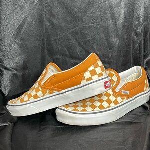 Vans Checkerboard Slip-ons Sneakers Size 7 Orange